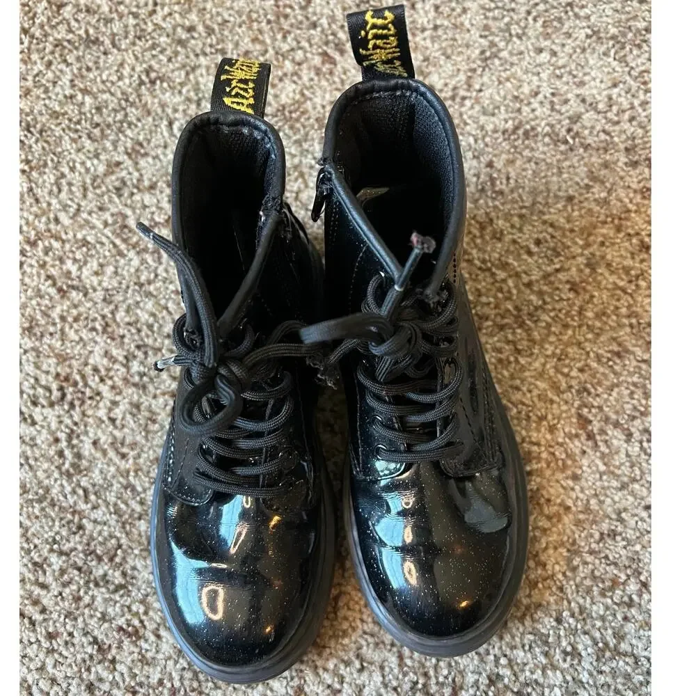 Youth Dr. Martens Junior 1460 Glitter Lace Up Boot, Size 2, Black Cosmic Glitter